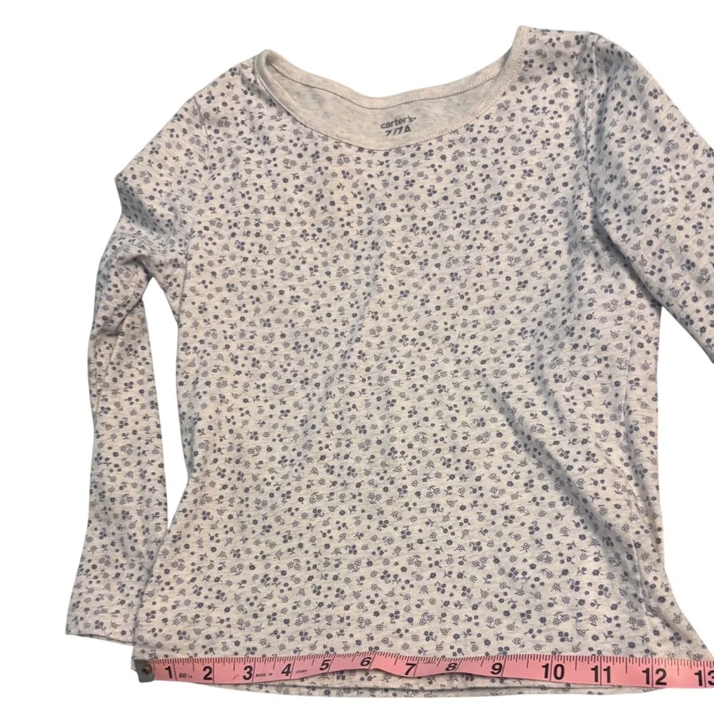 Carters Girls 7 2-Piece Set Floral Long Sleeve Top and Green Ribbed Jumper Dress
